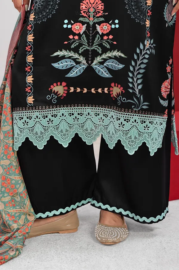 Black_Satin_Printed_Dress_With_Dupatta