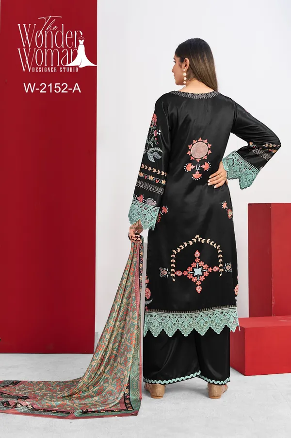 Black_Satin_Printed_Dress_With_Dupatta