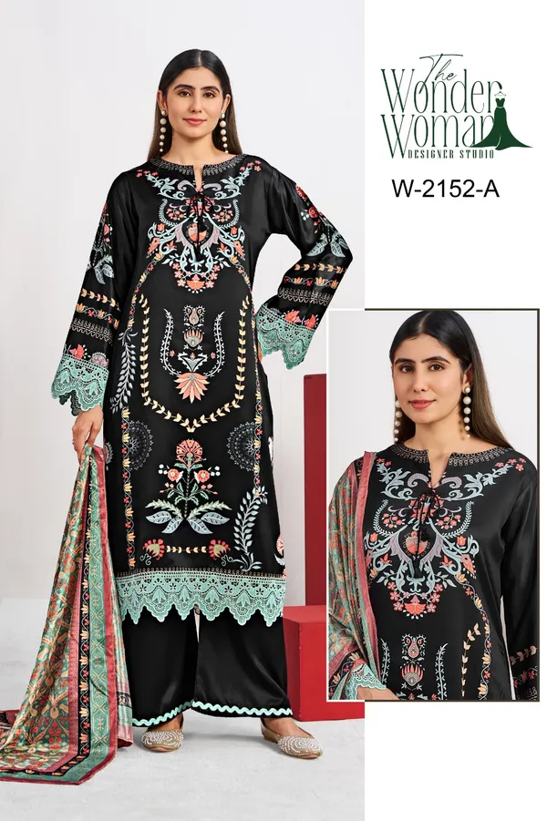 Black_Satin_Printed_Dress_With_Dupatta