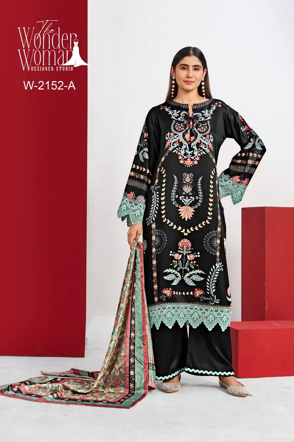 Black_Satin_Printed_Dress_With_Dupatta