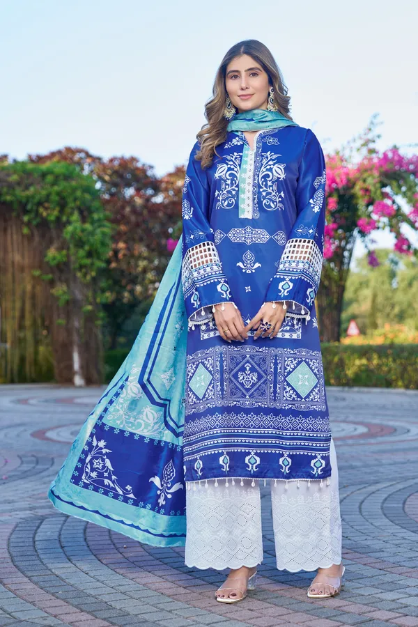 Royal_Blue_Printed_Kurta_Set_With_Dupatta_For_Women