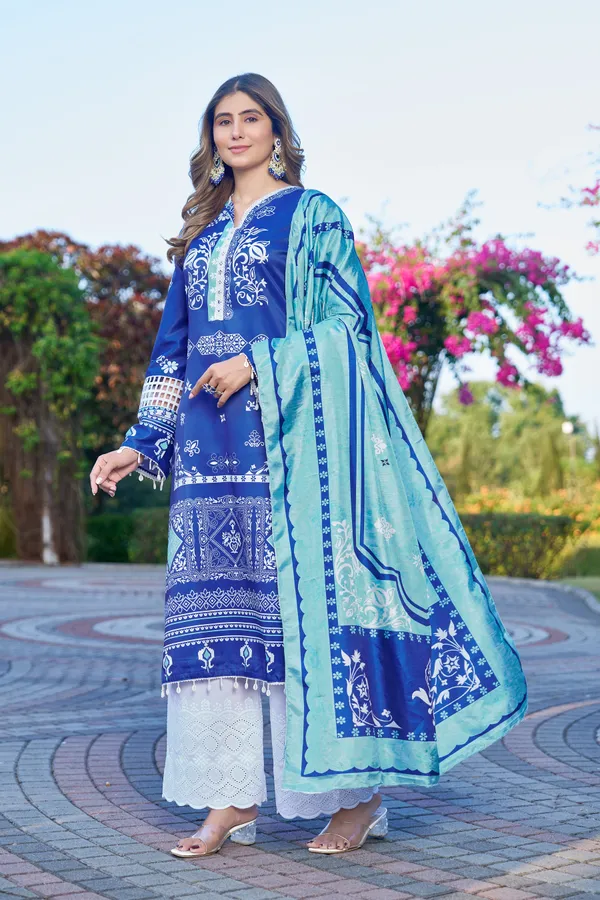 Royal_Blue_Printed_Kurta_Set_With_Dupatta_For_Women