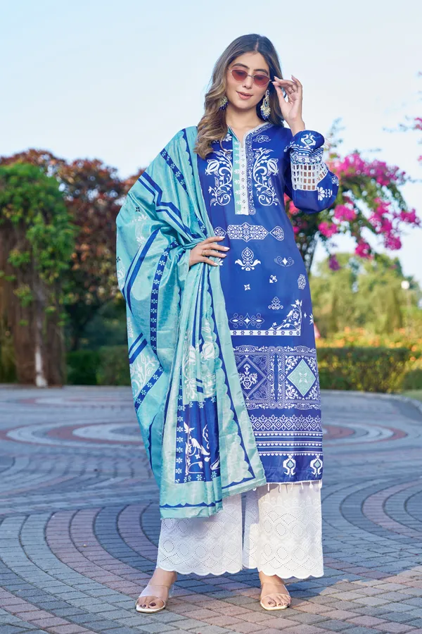 Royal_Blue_Printed_Kurta_Set_With_Dupatta_For_Women