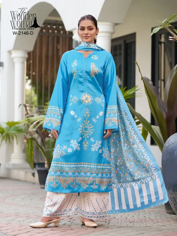 Teal_Blue_Satin_3-Piece_Set_for_Women