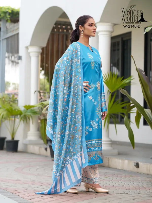Teal_Blue_Satin_3-Piece_Set_for_Women