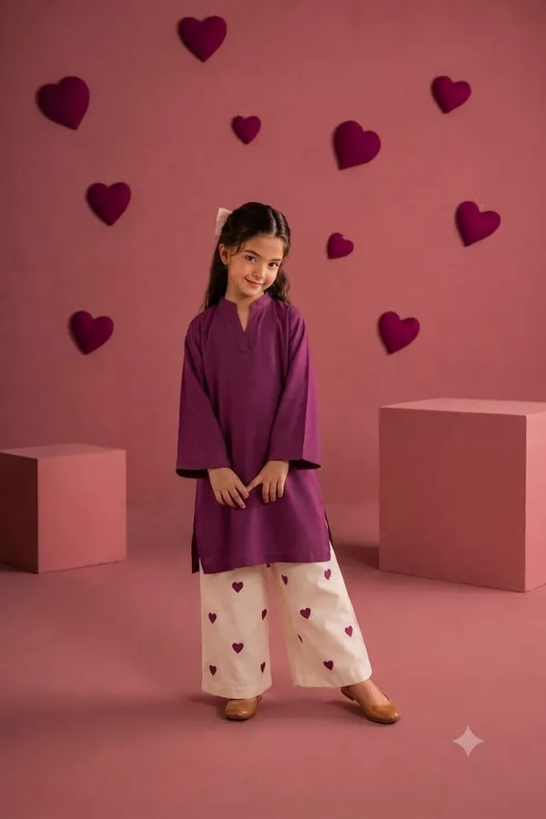 Deep_Purple_kurta_+_White_heart_embroidered_pants_for_girls