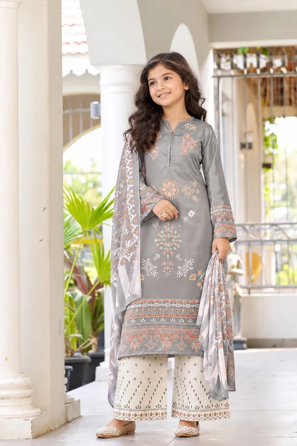 Slate_Grey_printed_salwar_suit_set_with_white_palazzo_pants_+_dupatta_for_girls