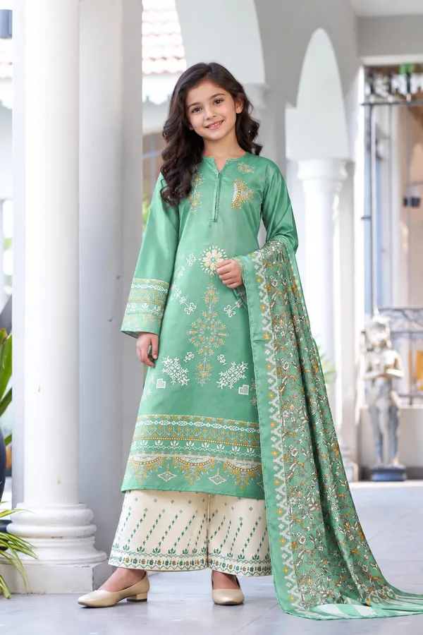 Mint_Green_printed_salwar_suit_set_with_white_palazzo_pants_+_dupatta_for_girls