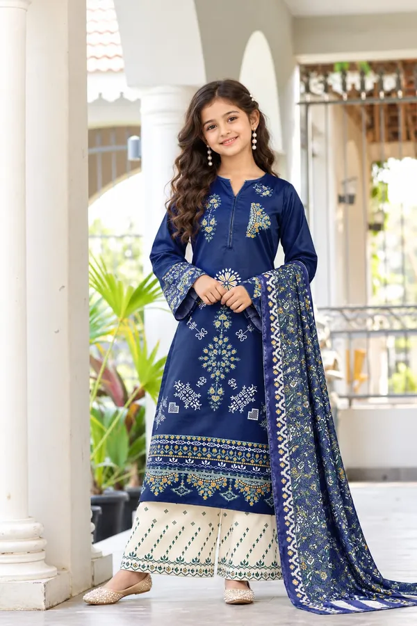 Navy_Blue_printed_salwar_suit_set_with_white_palazzo_pants_+_dupatta_for_girls