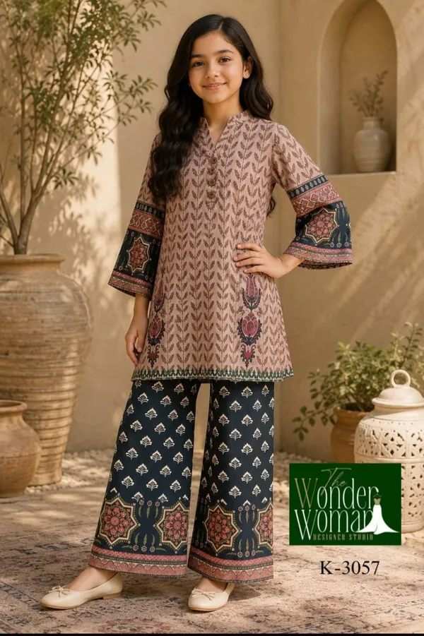 Dark_Blue_Satin_Printed_Classic_kurta_for_girls