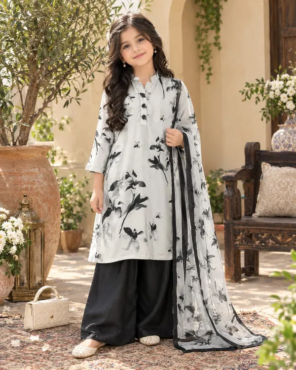 White_and_black_floral_print_kurti_+_palazzo_set_with_dupatta_for_girls
