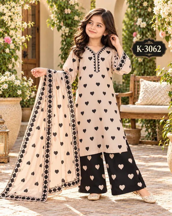 Beige_and_black_heart_print_kurti_+_palazzo_set_with_matching_dupatta_for_girls