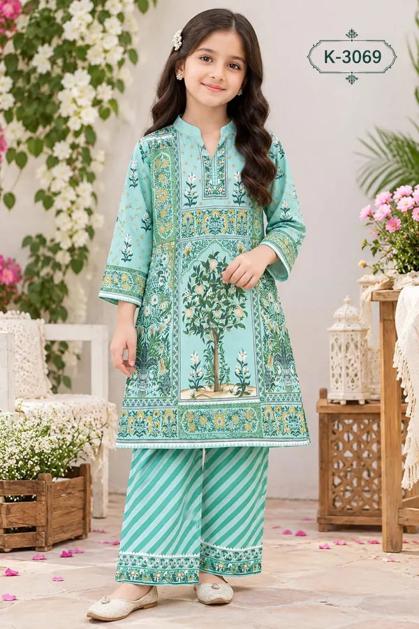 Aqua_Satin_Printed_Classic_kurta_for_girls