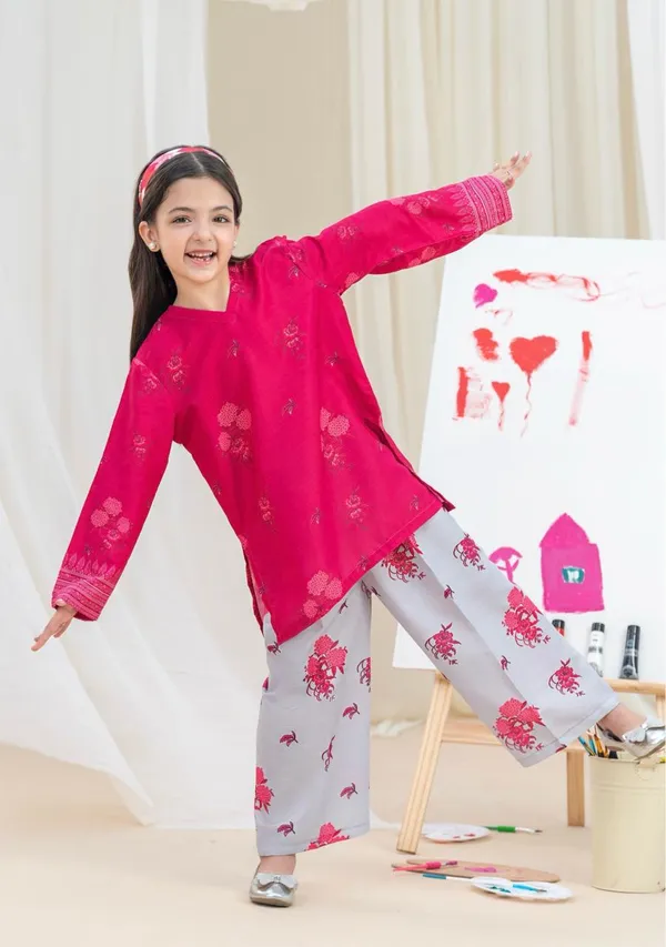 Raspberry_Satin_Printed_Co-Ord_Set_For_Girls