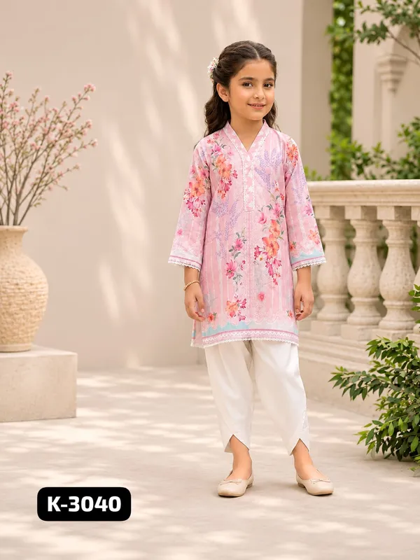 Light_Pink_Floral_Printed_Satin_Dress_For_Girls