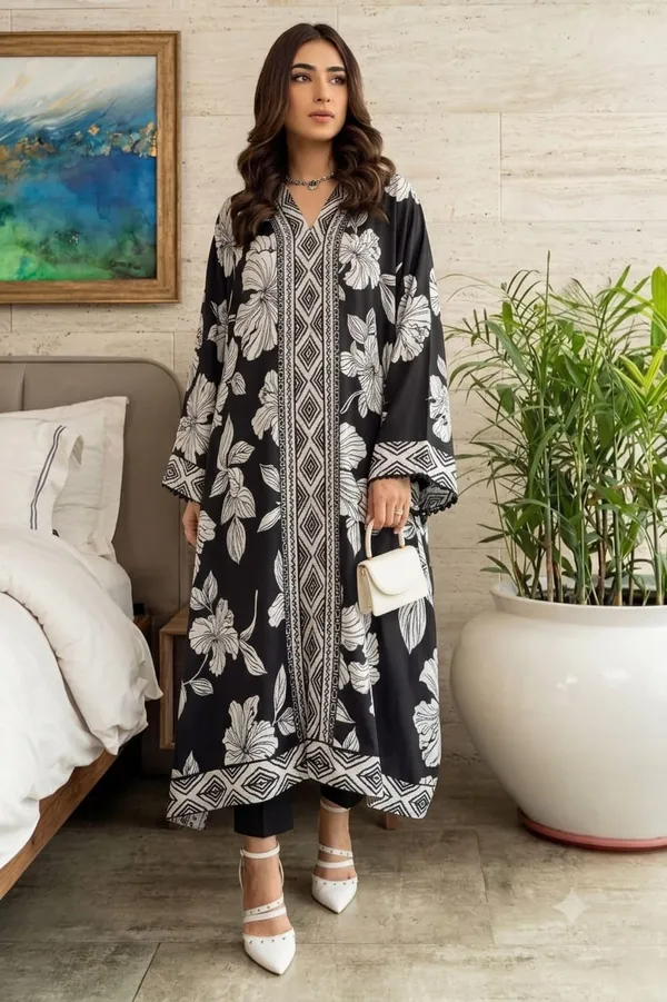 Black_Printed_Kaftan_With_Bottom_For_Women