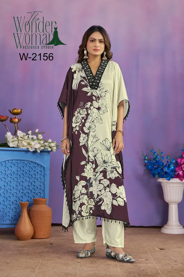 White_Purple_Printed_Kaftan_With_Bottom_For_Women