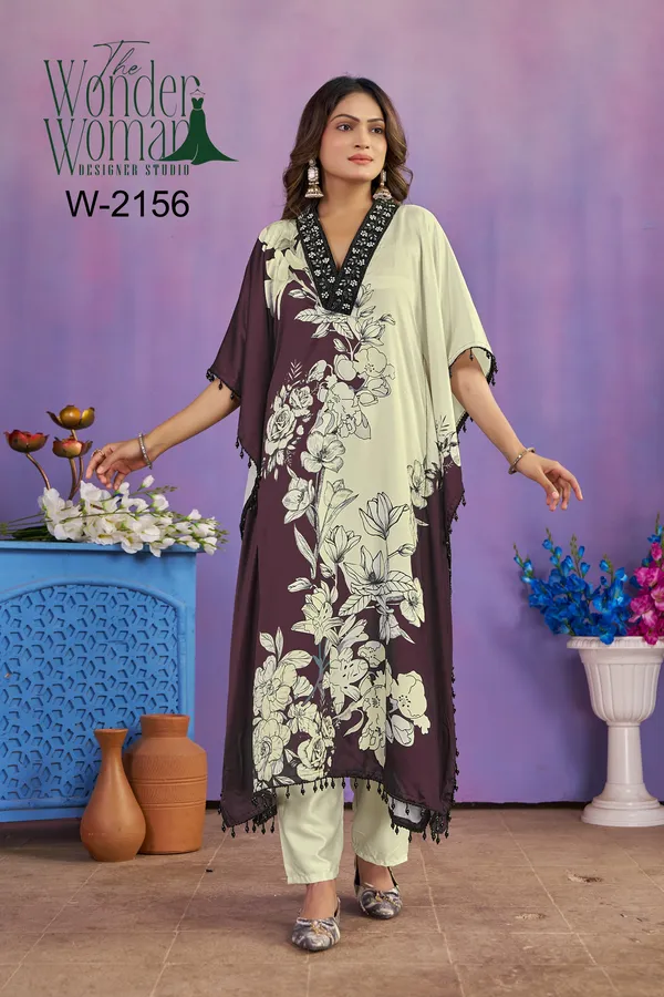 White_Purple_Printed_Kaftan_With_Bottom_For_Women