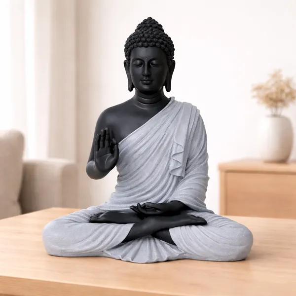 Polyresin_Black_and_Grey_Lord_Buddha_Idol