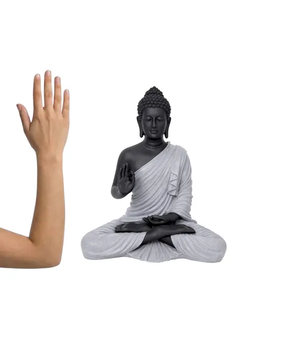 Polyresin_Black_and_Grey_Lord_Buddha_Idol