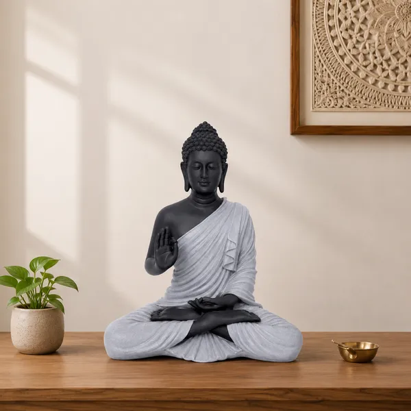 Polyresin_Black_and_Grey_Lord_Buddha_Idol