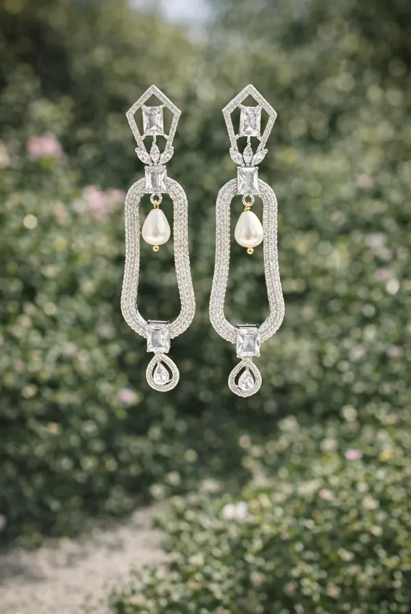 ZOVYA_ADDSPE001_Pearl,_Cubic_Zirconia_Brass_Drops_&_Danglers_()