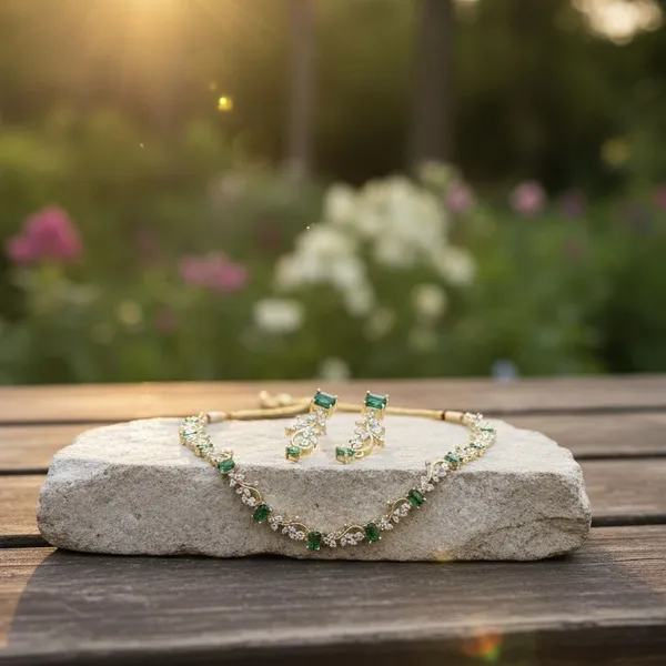 Green_Brass_Gold_Plated_Earring_And_Necklace_Set_For_Women