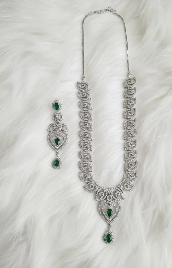 ZOVYA_Brass_Silver_Silver,_Green_Jewellery_Set_(Pack_of_3)