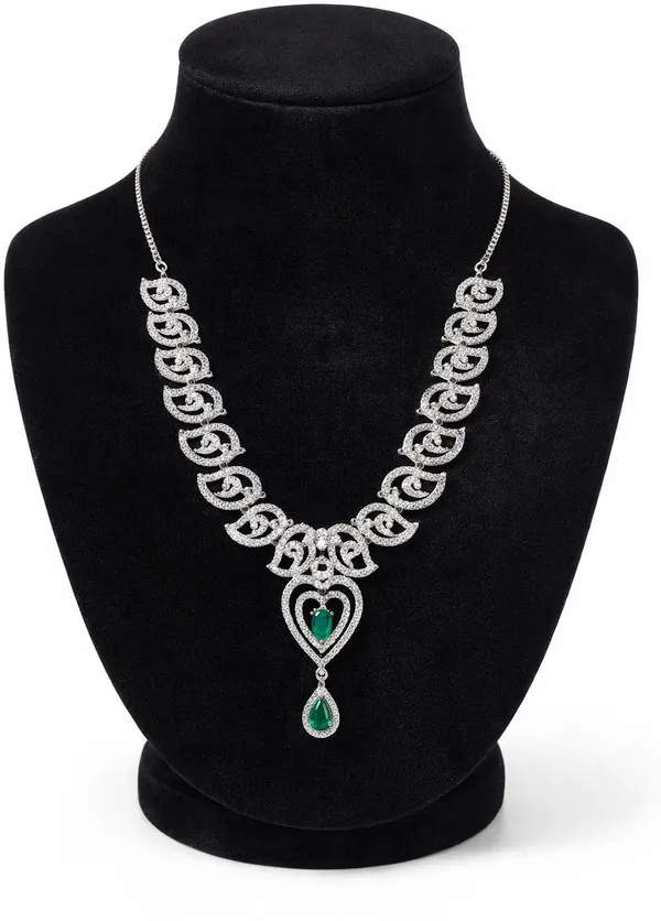 ZOVYA_Brass_Silver_Silver,_Green_Jewellery_Set_(Pack_of_3)