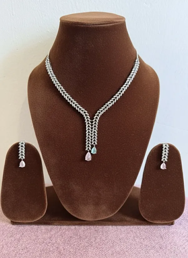 Multicolour_Brass_Rhodium_Earring_And_Necklace_Set_For_Women