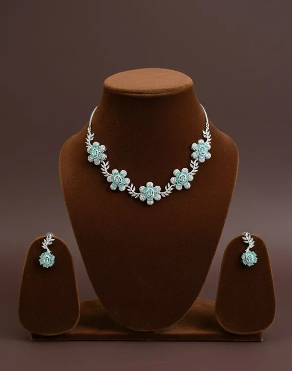 Mint_Green_Stainless_Steel__Silver_Earring_And_Necklace_Set_For_Women