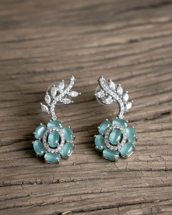 Mint_Green_Stainless_Steel__Silver_Earring_And_Necklace_Set_For_Women