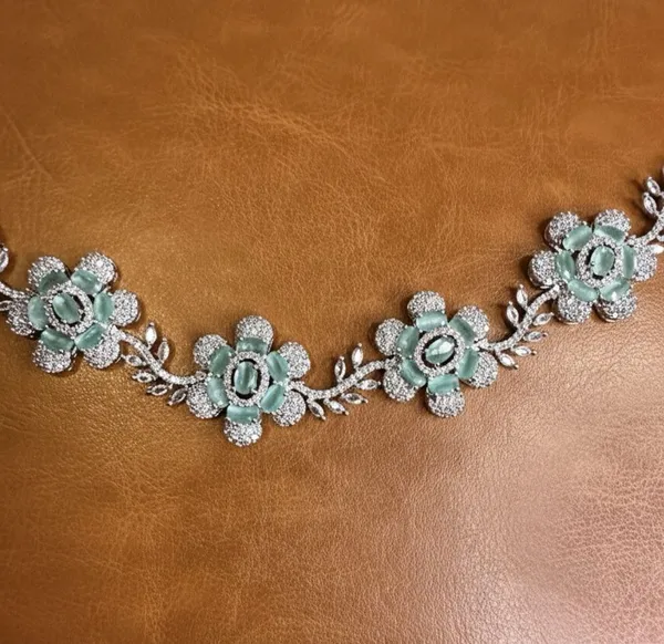 Mint_Green_Stainless_Steel__Silver_Earring_And_Necklace_Set_For_Women