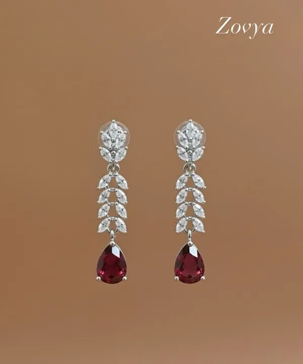 Ruby_Red_Brass_Rhodium_Necklace_And_Earring_Set_For_Women
