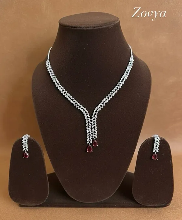 Ruby_Red_Brass_Rhodium_Necklace_And_Earring_Set_For_Women