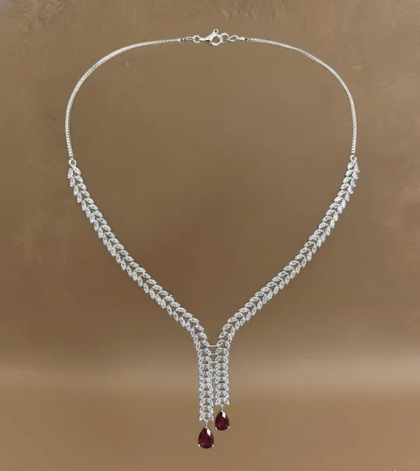 Ruby_Red_Brass_Rhodium_Necklace_And_Earring_Set_For_Women
