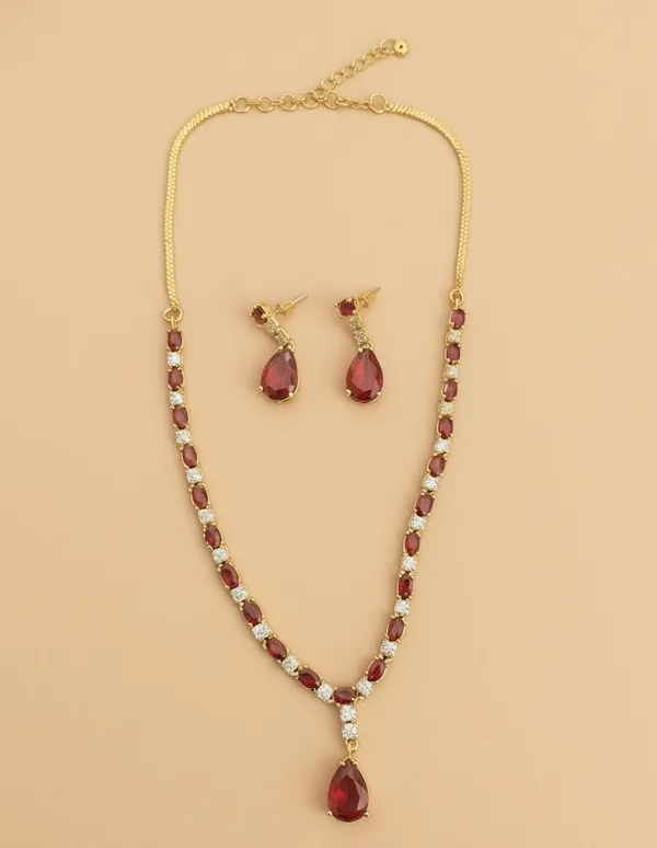 Gold_And_Ruby_Red_Brass_Gold_Plated_Earring_And_Necklace_Set_For_Women