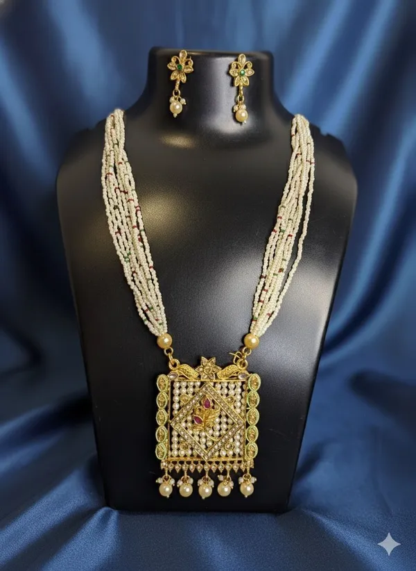 Multicolor_Brass_Gold_Plated_Earring_And_Necklace_Set_For_Women
