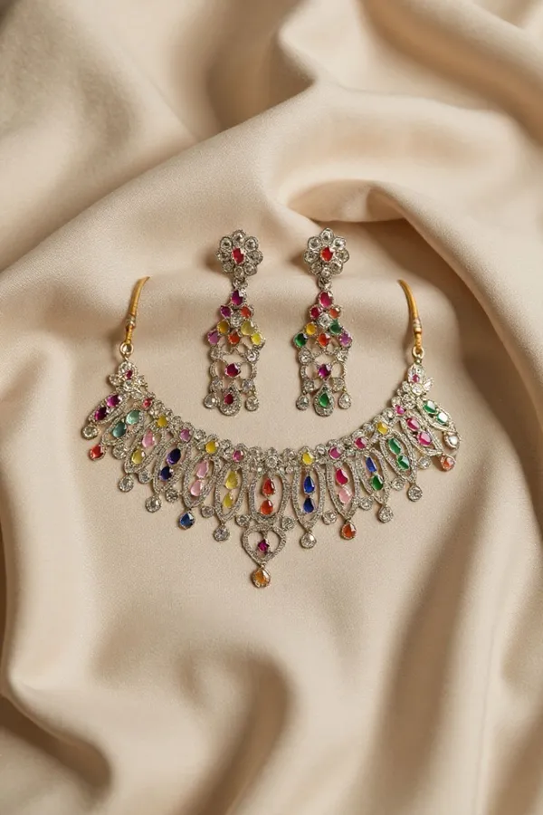 Multicolor_Brass_And_Alloy_Gold_Plated_Necklace_And_Earring_And_Maang_Tikka_Set_For_Women