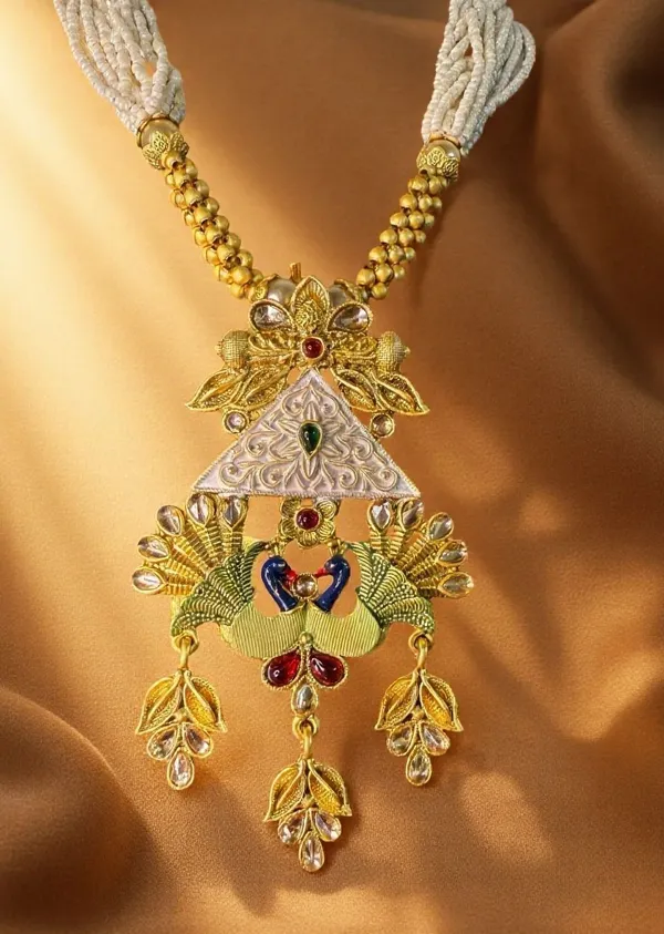 Multicolor_Brass_Vs_Titanium_Necklace_And_Earring_And_Maang_Tikka_Set_For_Women