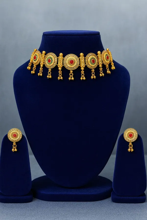 Multicolour_Brass_Gold_Plated_Earring_And_Necklace_Set_For_Women