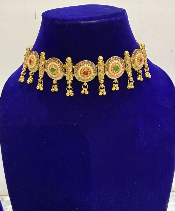 Multicolour_Brass_Gold_Plated_Earring_And_Necklace_Set_For_Women