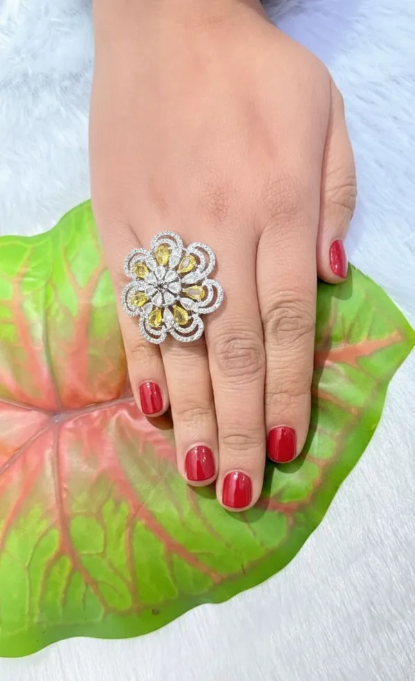 ZOVYA_Brass_Cubic_Zirconia,_Crystal_Silver_Plated_Ring_()