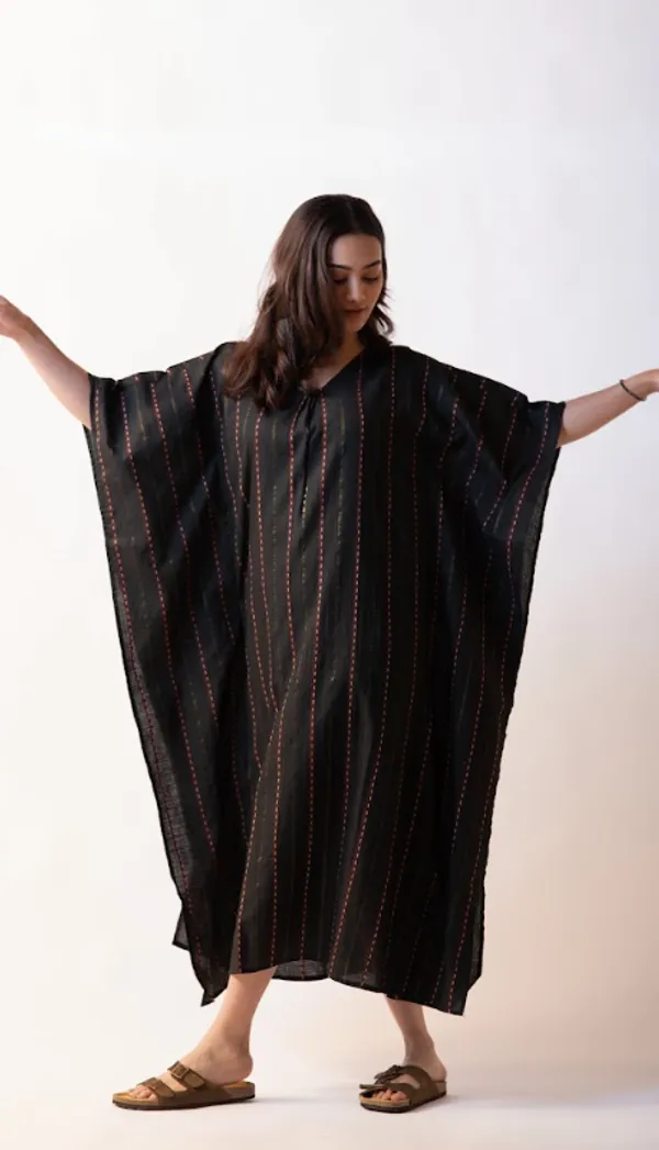 Black_Cotton_Dobby_Weave_Fabric_Dress_For_Adults