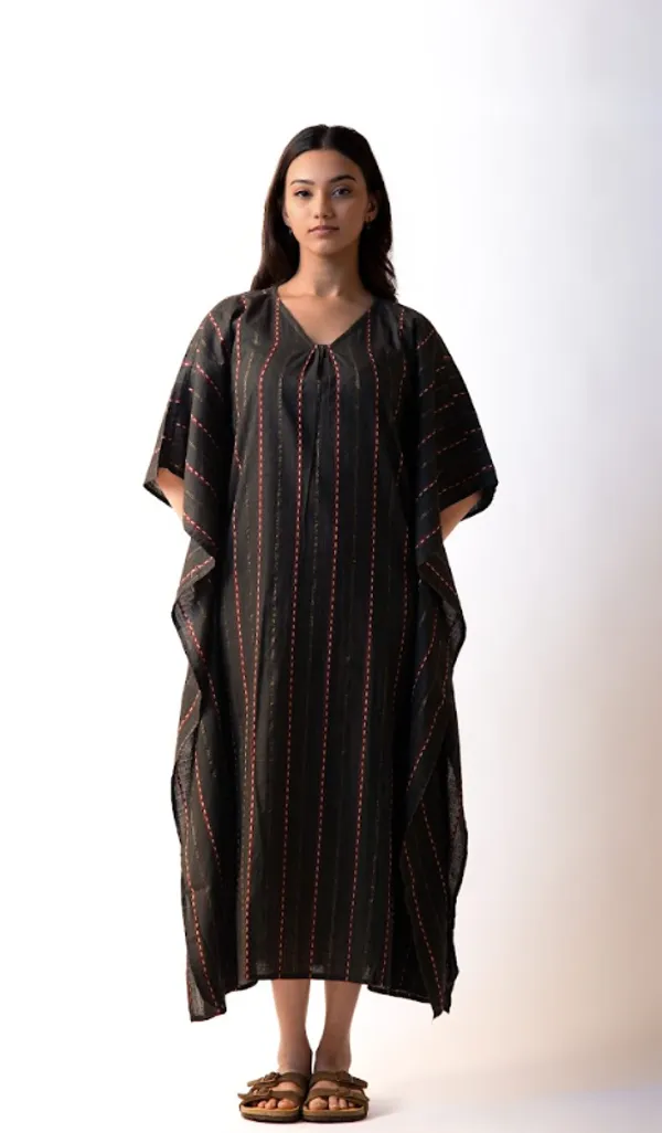 Black_Cotton_Dobby_Weave_Fabric_Dress_For_Adults
