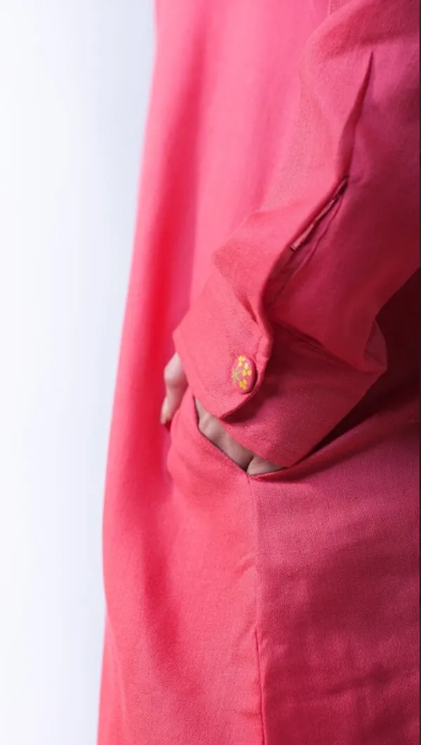 Peache_Crepe_Cotton_Jacket_Dress_For_Adults