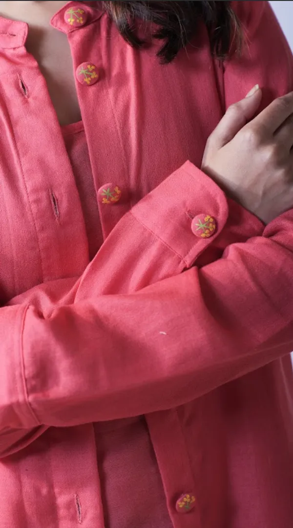 Peache_Crepe_Cotton_Jacket_Dress_For_Adults
