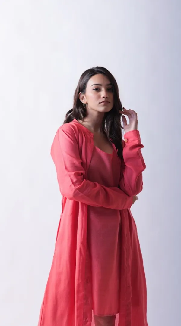 Peache_Crepe_Cotton_Jacket_Dress_For_Adults