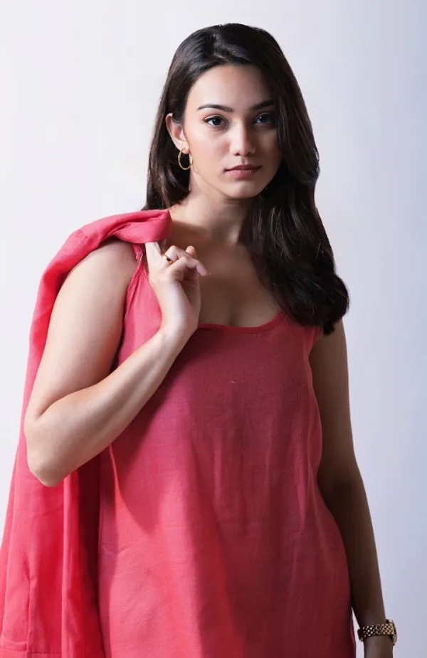 Peache_Crepe_Cotton_Jacket_Dress_For_Adults