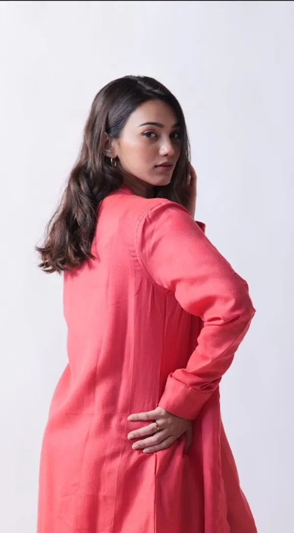 Peache_Crepe_Cotton_Jacket_Dress_For_Adults